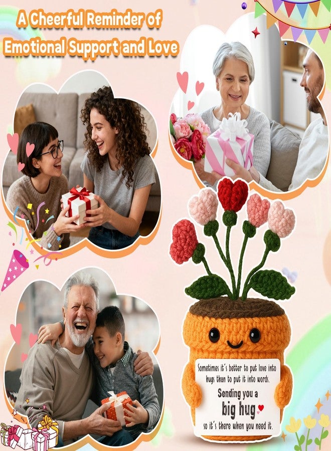 MAMAGIFTREE دمية قلب وزهرة كروشيه من ماما جيف تري - هدية عناق دافئ مصنوعة يدويًا مع بطاقة تحمل عبارة مُريحة - هدية تشجيع وتعاطف وصداقة وتقدير للنساء والصديقات والمعلمات والأمهات - Image 4